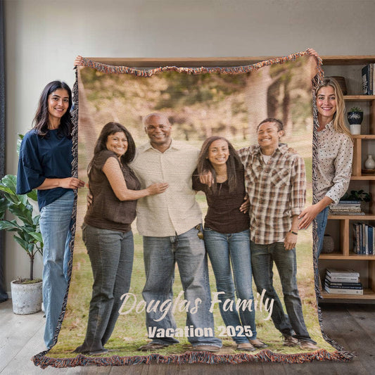 Personalized Heirloom Woven Blanket — Custom Family Photo (Portrait)
