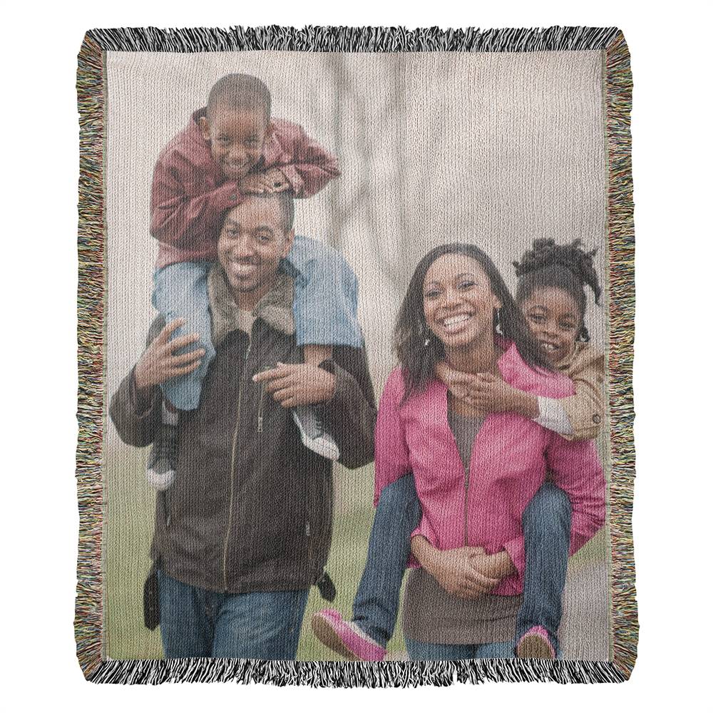 Personalized Heirloom Photo Woven Blanket – Custom Family Portrait Keepsake (50" x 60")