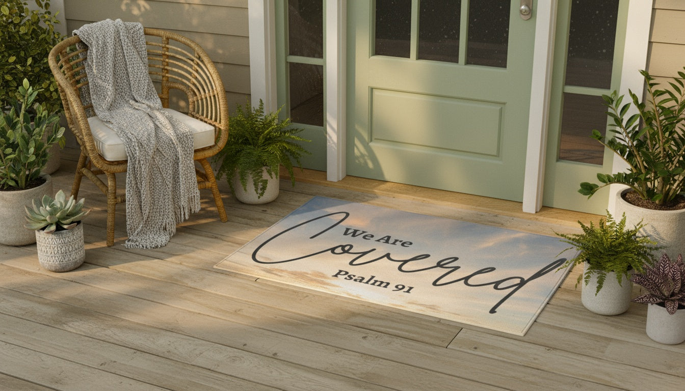 Psalm 91 “We Are Covered” Christian Doormat – A Gift of Faith & Protection