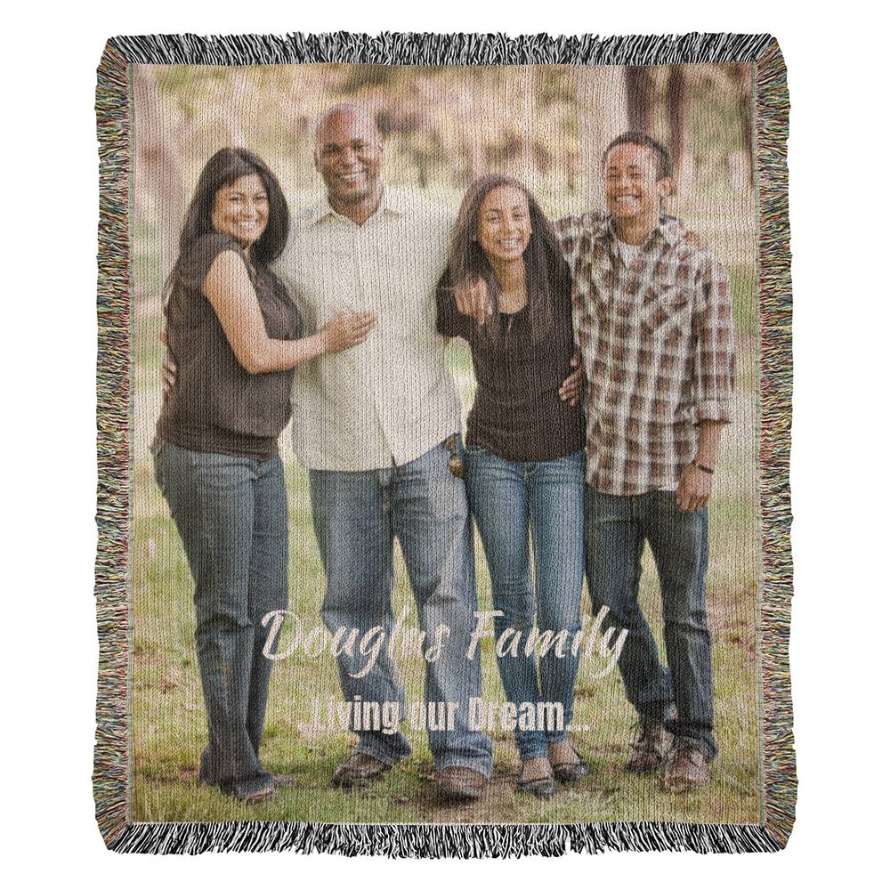 Personalized Heirloom Woven Blanket — Custom Family Photo (Portrait)